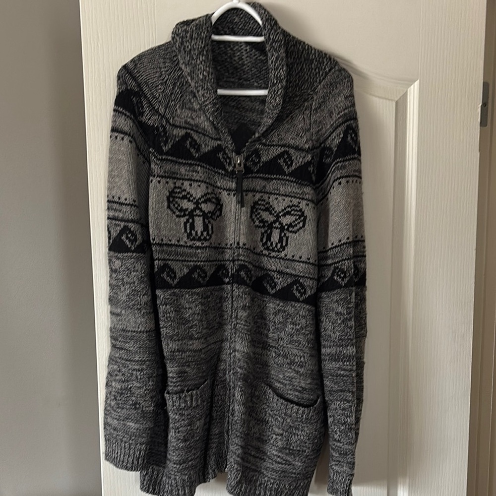 Aritzia TNA Zippered Grey Patterned Sweater